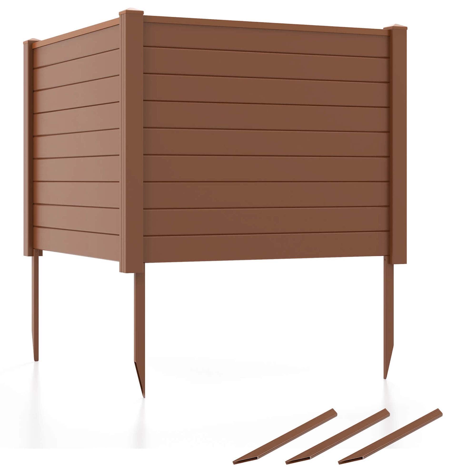 Front. Costway - 2 Pack 48" x 37.5" Air Conditioner Fence Screen Panel Kit with 3 Ground Stakes - Brown.