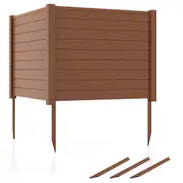 Costway - 2 Pack 48" x 37.5" Air Conditioner Fence Screen Panel Kit with 3 Ground Stakes - Brown