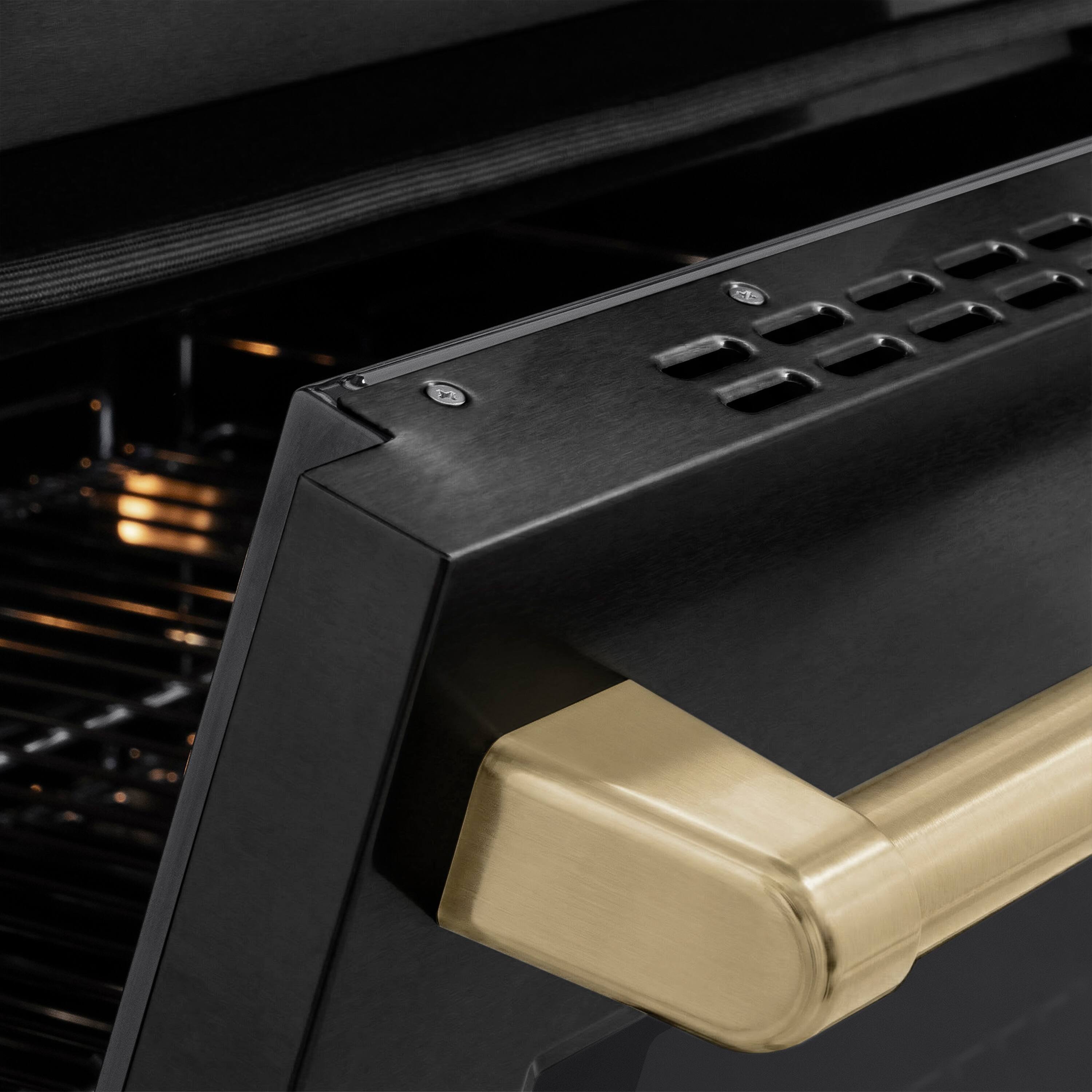 Alt View 6. ZLINE - Autograph 30 in. 4.2 cu. ft. Paramount Freestanding Induction Range with 4 Burners in Black Steel with Bronze Accents - Black Stainless Steel.