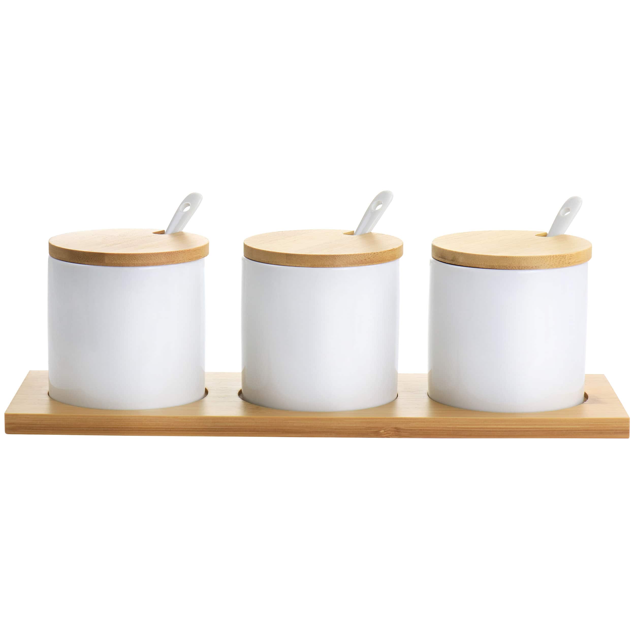 Gibson - Elite Gracious Dining 10 Piece Fine Ceramic Condiment Jars Serving Set in White - Brown