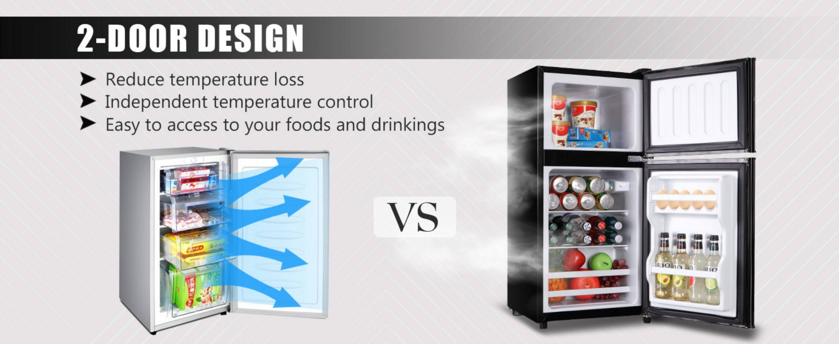 2-DOOR DESIGN

- Reduce temperature loss
- Independent temperature control
- Easy to access to your foods and drinks

VS