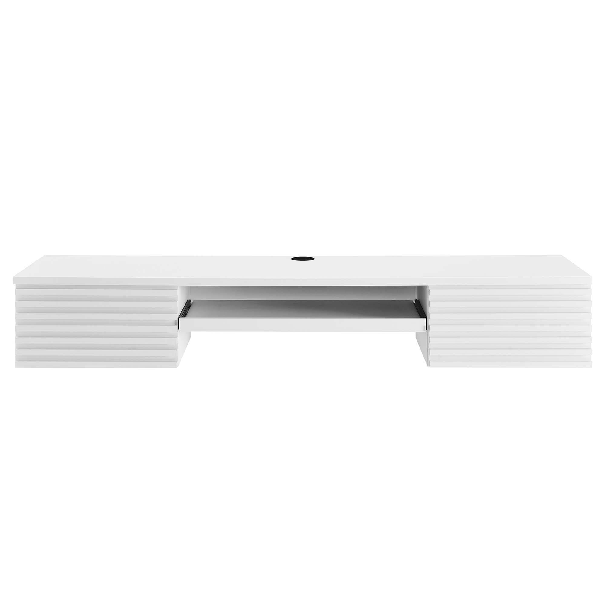 Alt View 2. Modway - Render Wall Mount Wood Office Desk by Modway - White.