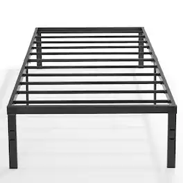 Vecelo - Metal Platform Bed Frame with 14" Under-Bed Storage, Noise-Free Steel Slats, No Box Spring Needed, Heavy Duty Frame - Twin