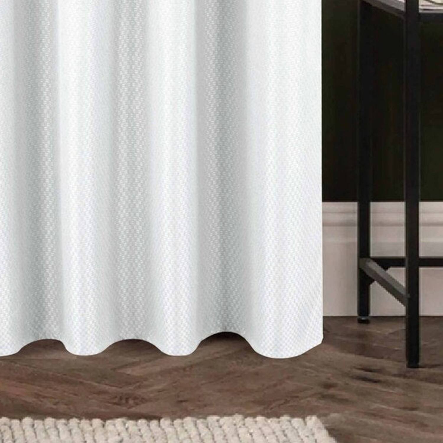 Alt View 2. Olivia Gray - Olivia Gray 100% Polyester 250 GSM Basket Weave Ian Luxury Jacquard Blackout Grommet Curtain Panel 54" x 90" White - White.
