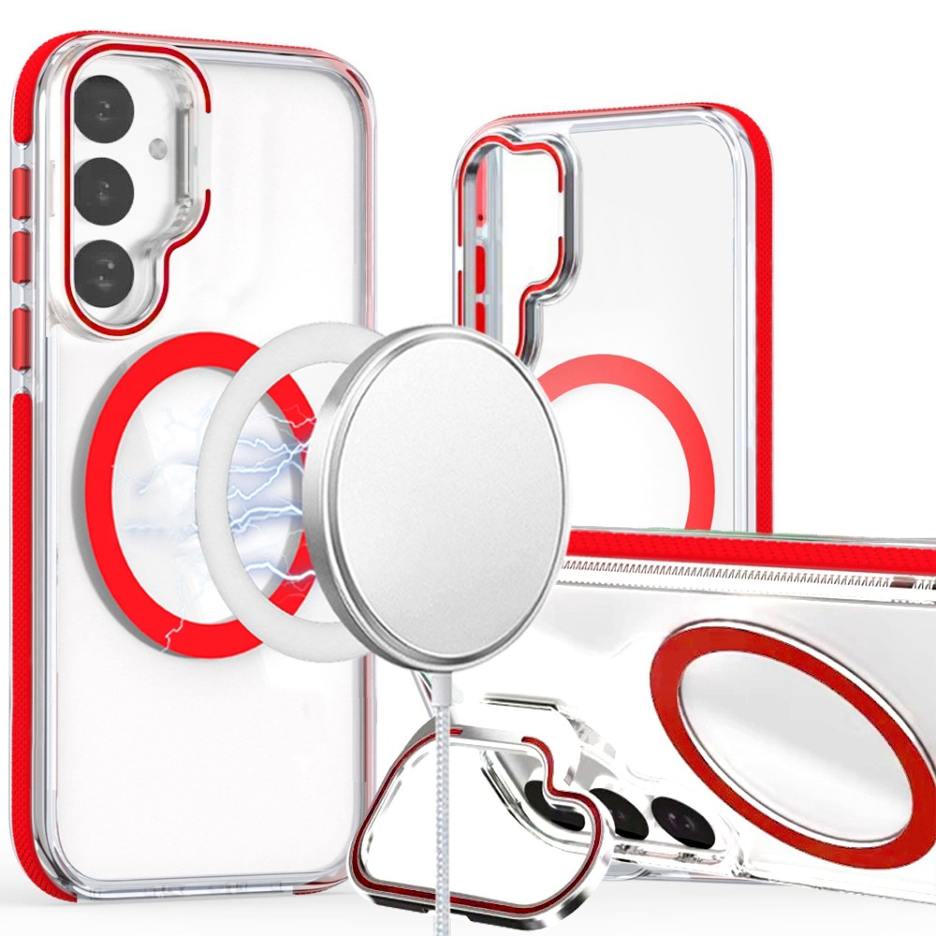 Kitcheniva - Magnetic Circle Camera Lens Stand Cover Plus Tempered Glass For Samsung S25 FE - Red price history on PriceWatchPro