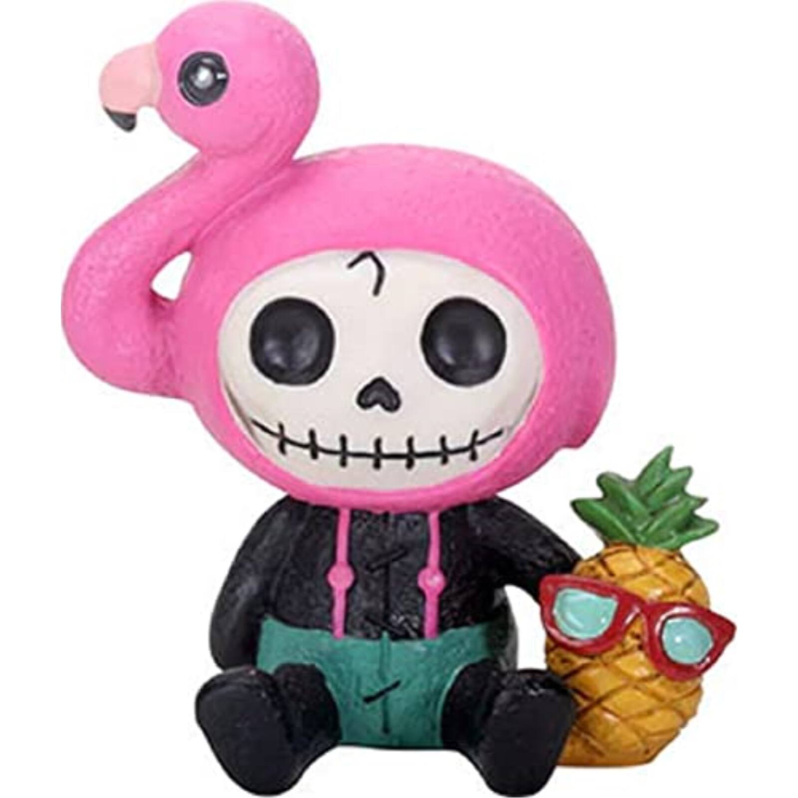 Front. Pacific Trading - Furrybones Flamingo Star Skeleton with Flamingo Head and Pineapple Figurine - Pink.