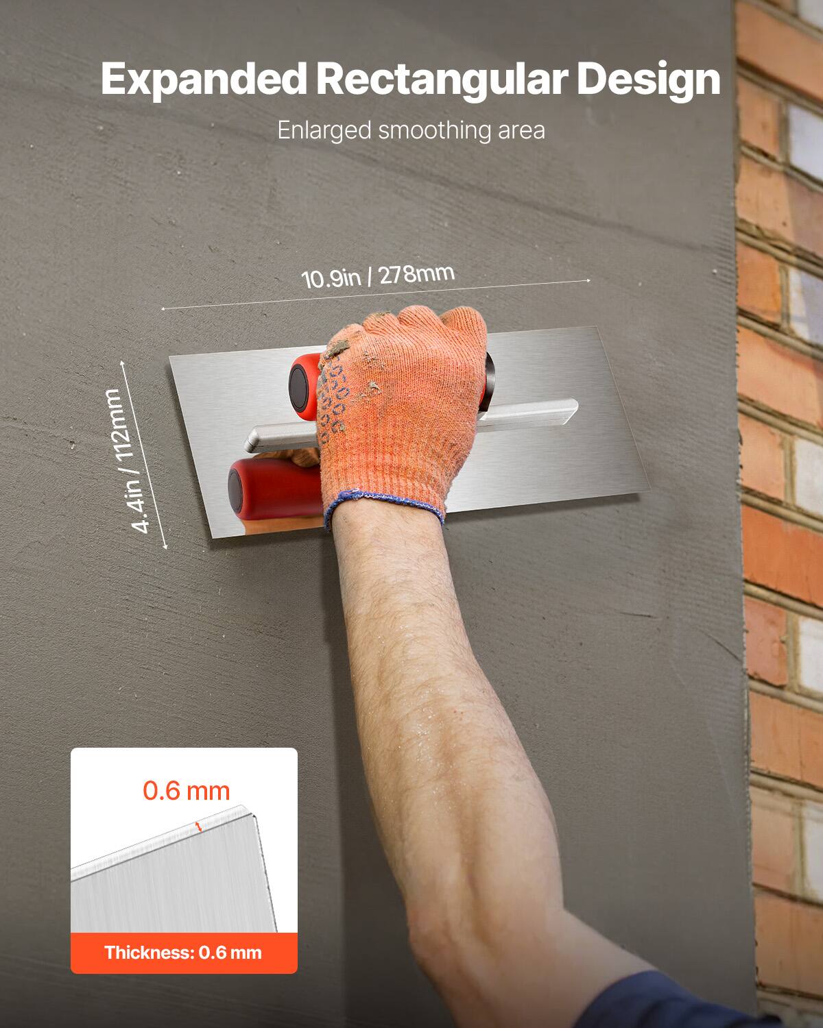 Expanded Rectangular Design  
Enlarged smoothing area  

10.9in / 278mm  
4.4in / 112mm  

Thickness: 0.6 mm