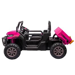 Ecooso - 24V 2-Seater Ride-On Dump Truck with Remote Control, 200W Dual Motors, Electric Tipping Bed, LED Lights, Ages 3-8 - Pink