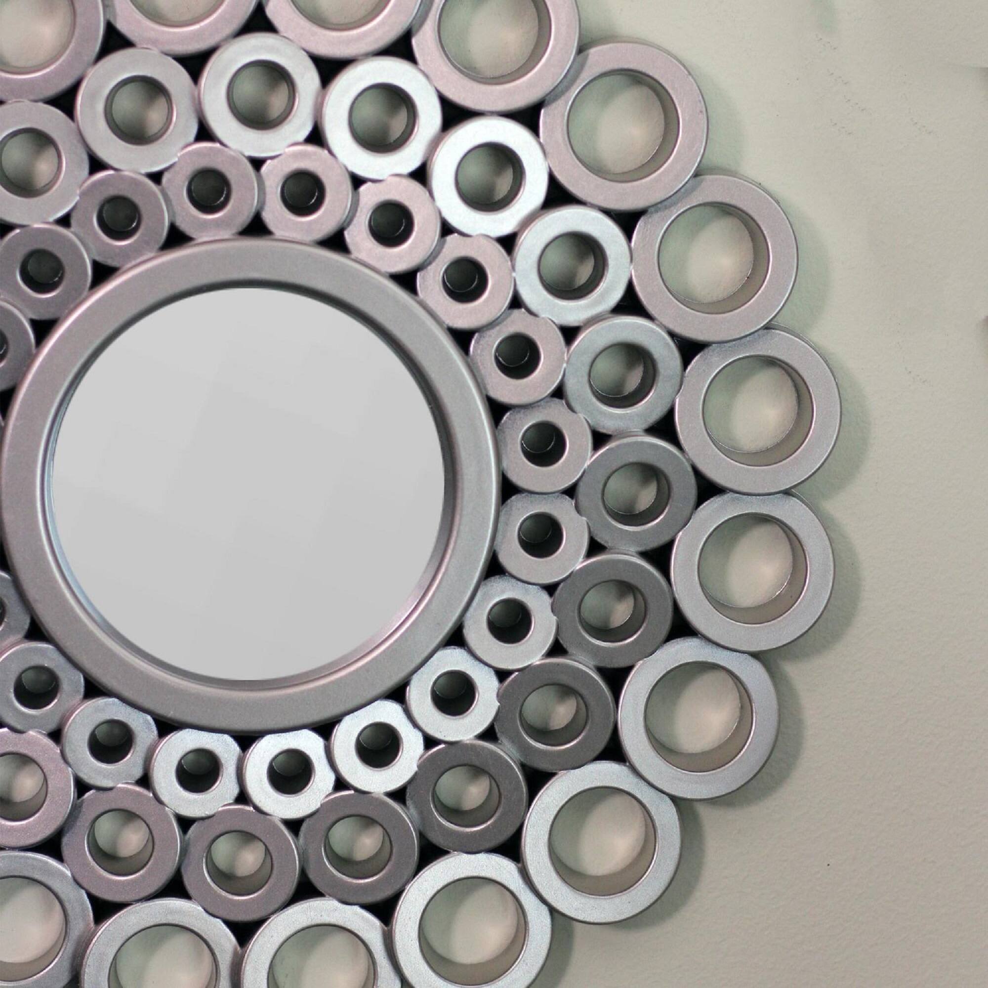 Alt View 2. Northlight - Set of 3 Round Gray Cascading Angular Orbs Mirrors 10" - Gray.