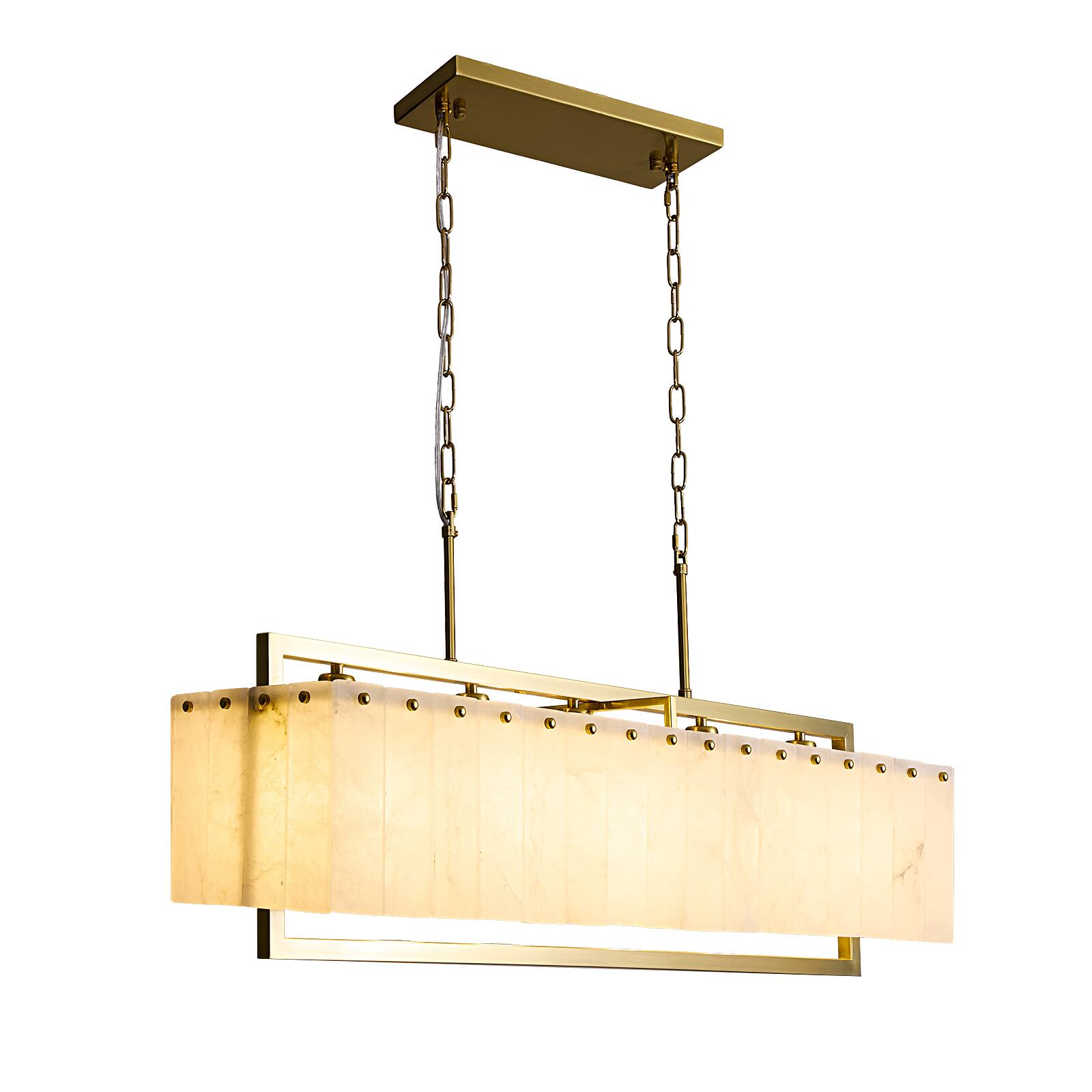 Front. Siljoy - 40in Spanish Marble Pendant Light Fixtures with 5-Lights for Kitchen Island - Gold.