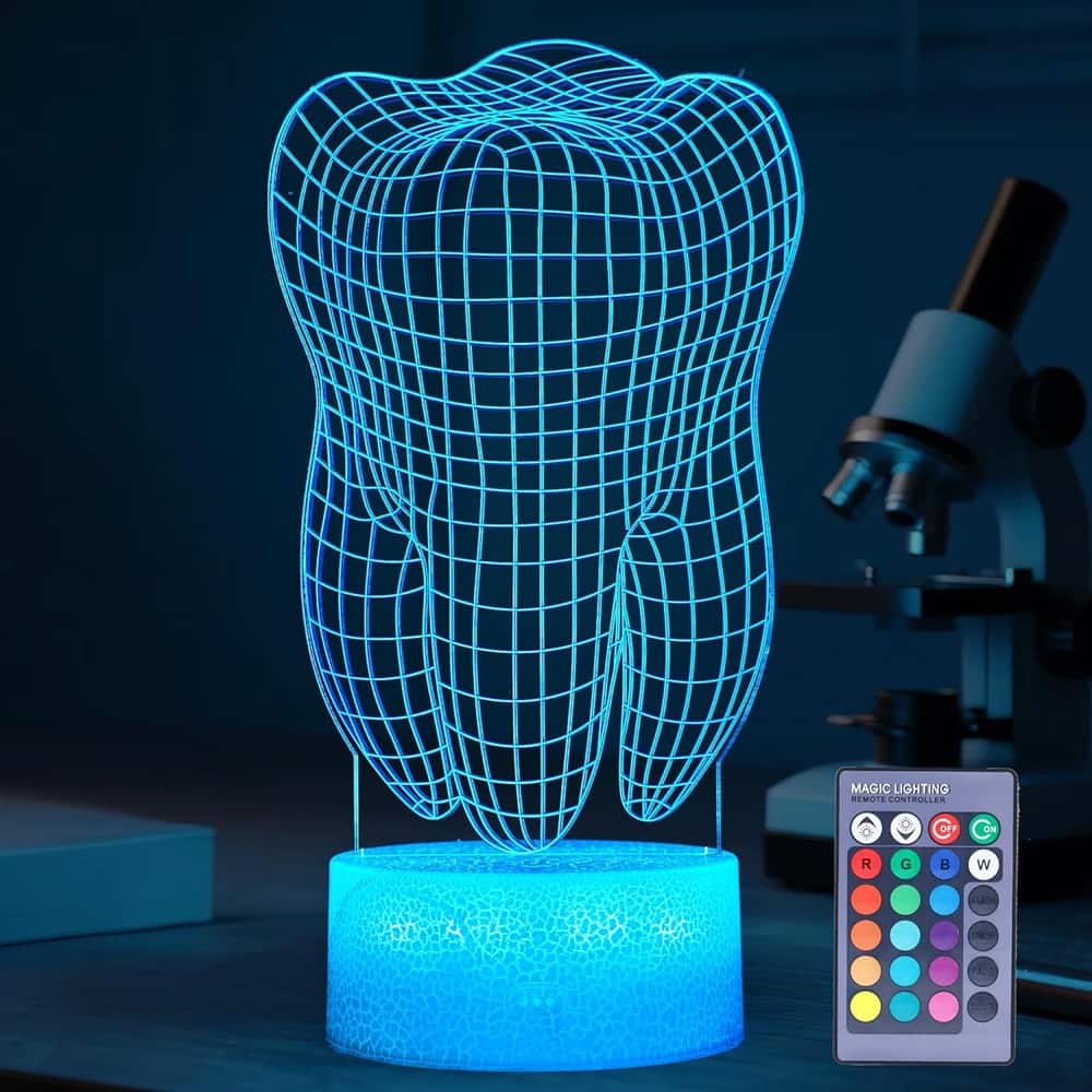 Schertz - 3D Tooth Night Light – 16-Color Changing, Remote Control & Dimmable