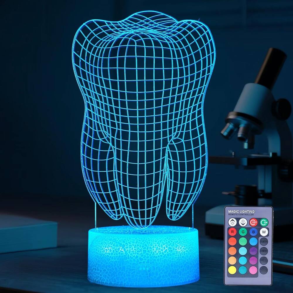 Schertz - 3D Tooth Night Light – 16-Color Changing, Remote Control & Dimmable