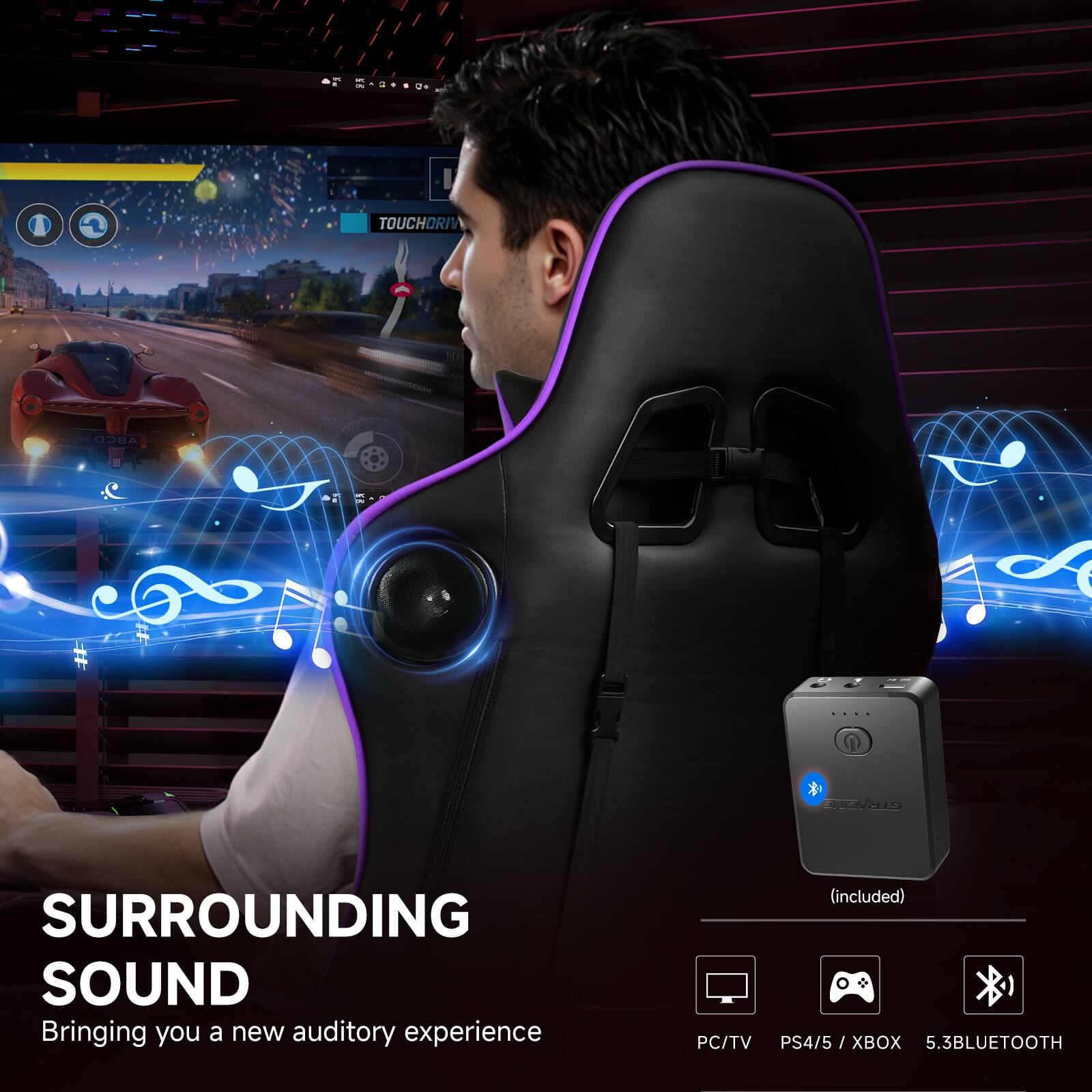 SURROUNDING SOUND Bringing you a new auditory experience (included) PC/TV PS4/5 /XBOX 5.3BLUETOOTH