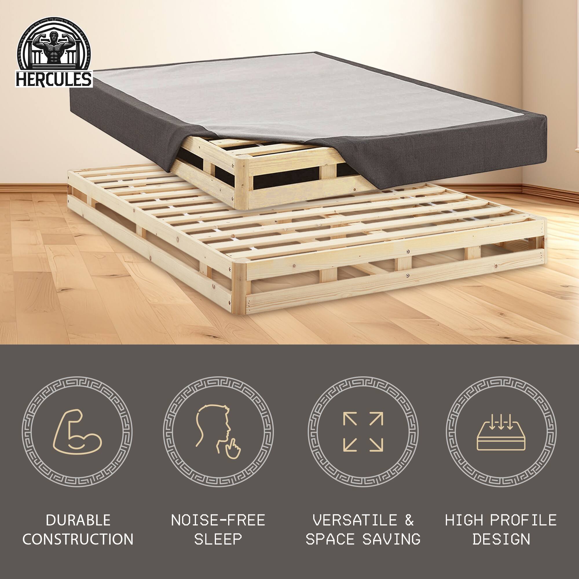 HERCULES

- DURABLE CONSTRUCTION
- NOISE-FREE SLEEP
- VERSATILE & SPACE SAVING
- HIGH PROFILE DESIGN