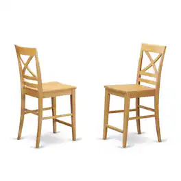 East West Furniture - 3 Pc counter height Table and chair set - Small Kitchen Table and 2 bar stools with backs - Oak