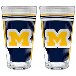 Great American Products - Michigan Wolverines Two-Piece 16oz. Pint Glass Set - Multicolor