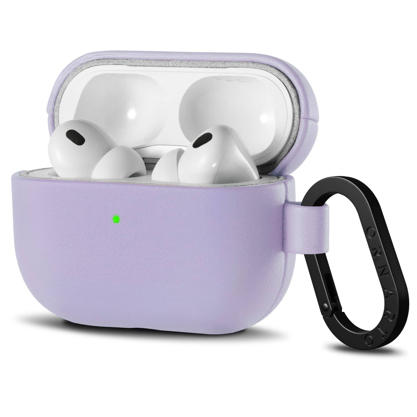 Ornarto - Compatible with AirPods Pro 3 Case, Full Protective Vegan Leather Cover with Front LED Visible - Pastel Lilac