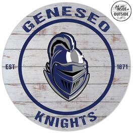 Jardine - SUNY Geneseo Knights 20'' Indoor/Outdoor Weathered Circle Sign - White