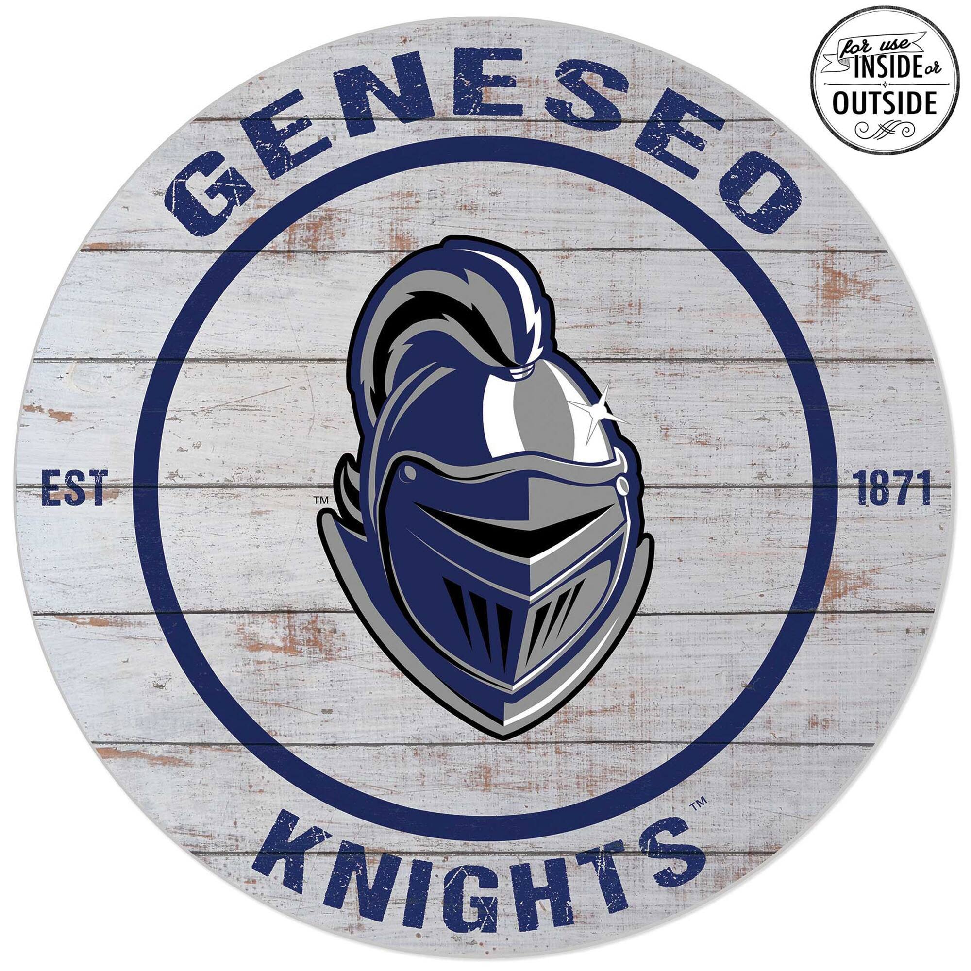 SUNY Geneseo Knights 20'' Indoor/Outdoor Weathered Circle Sign