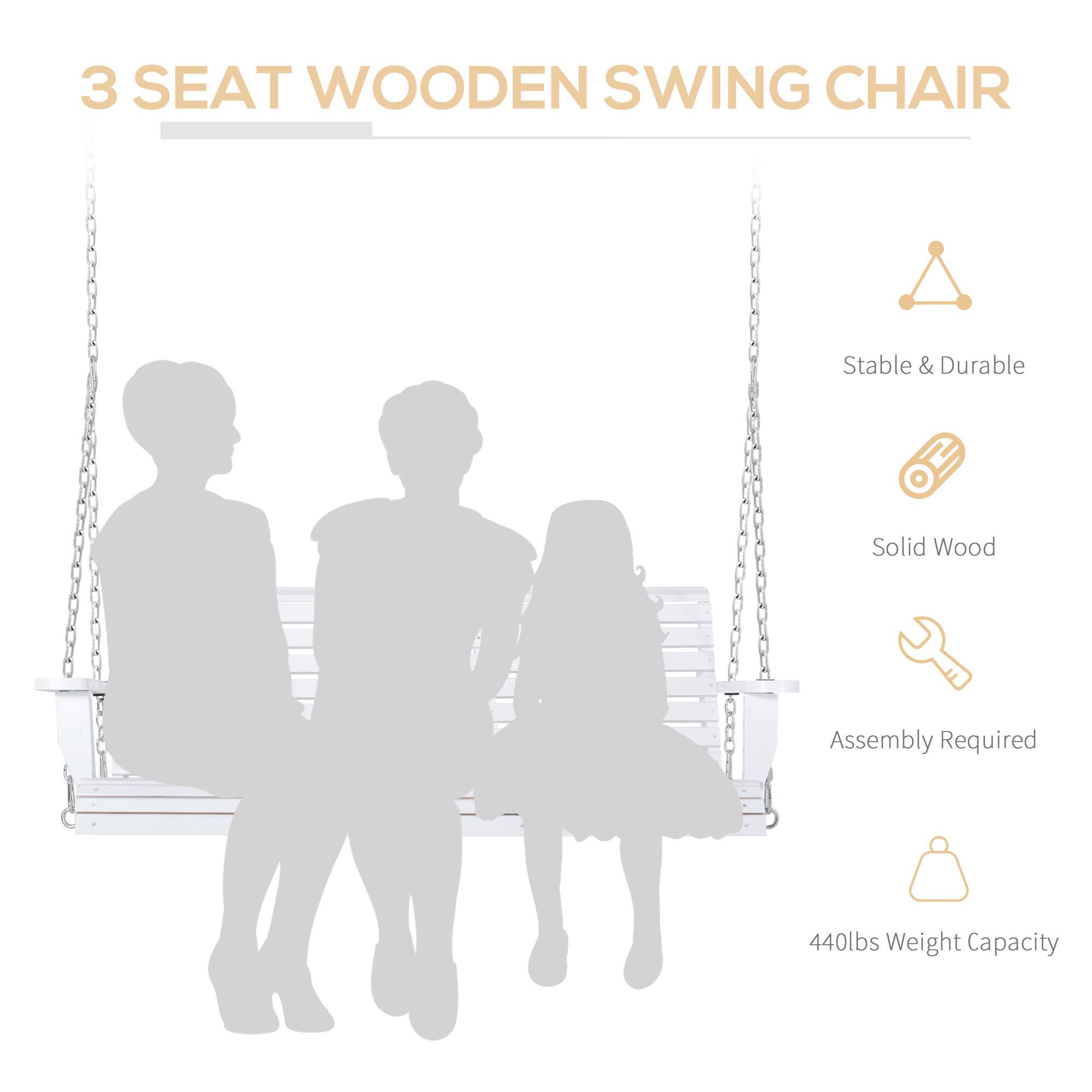 3 SEAT WOODEN SWING CHAIR

Stable & Durable
Solid Wood
Assembly Required
440lbs Weight Capacity