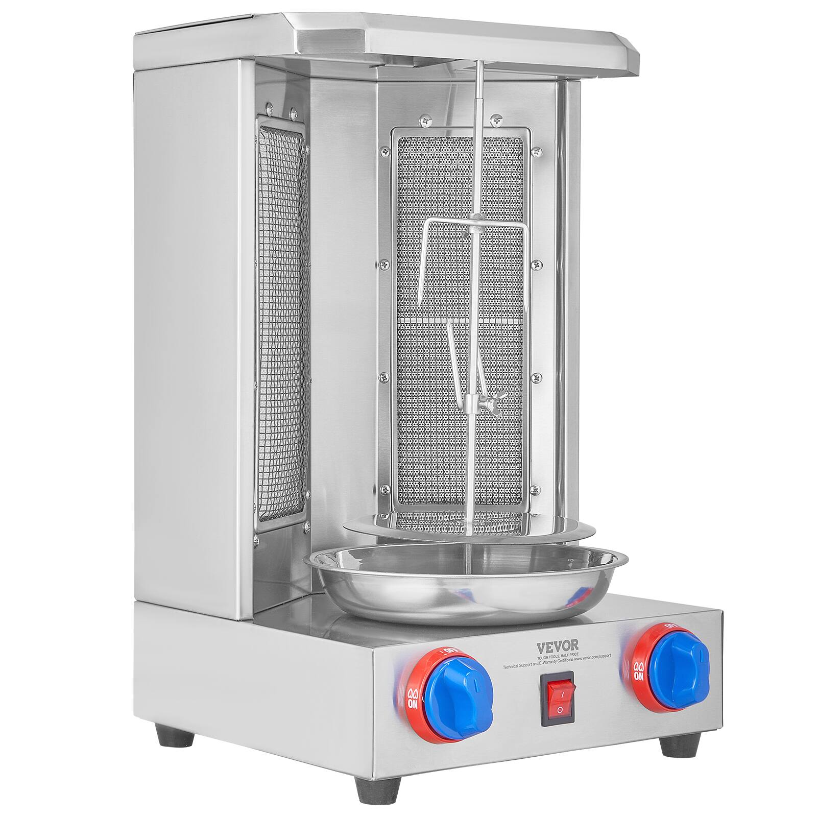 Alt View 5. VEVOR - Shawarma Grill Machine, 13 lbs Capacity, Chicken Shawarma Cooker Machine with 2 Burners - Sliver.