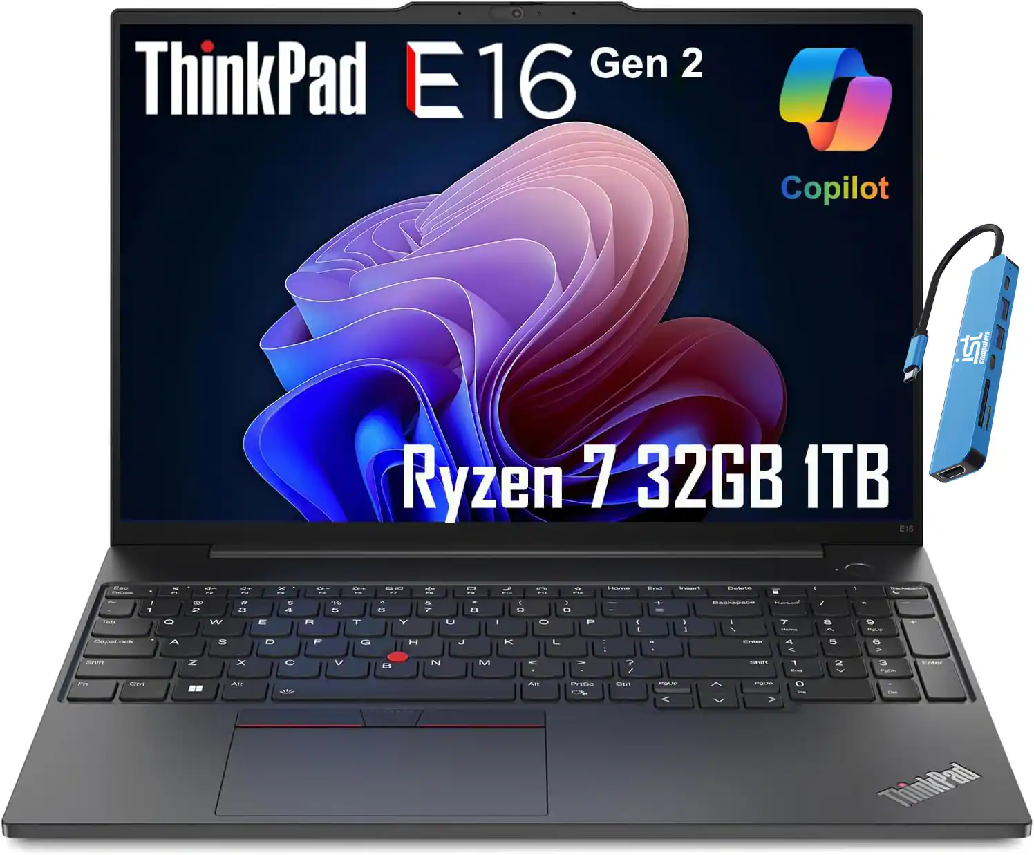 Lenovo - ThinkPad E16 Gen 2 16" WUXGA Laptop - AMD Ryzen 7 with 32GB Memory - 1TB SSD - Backlit - Windows 11 Pro - Black