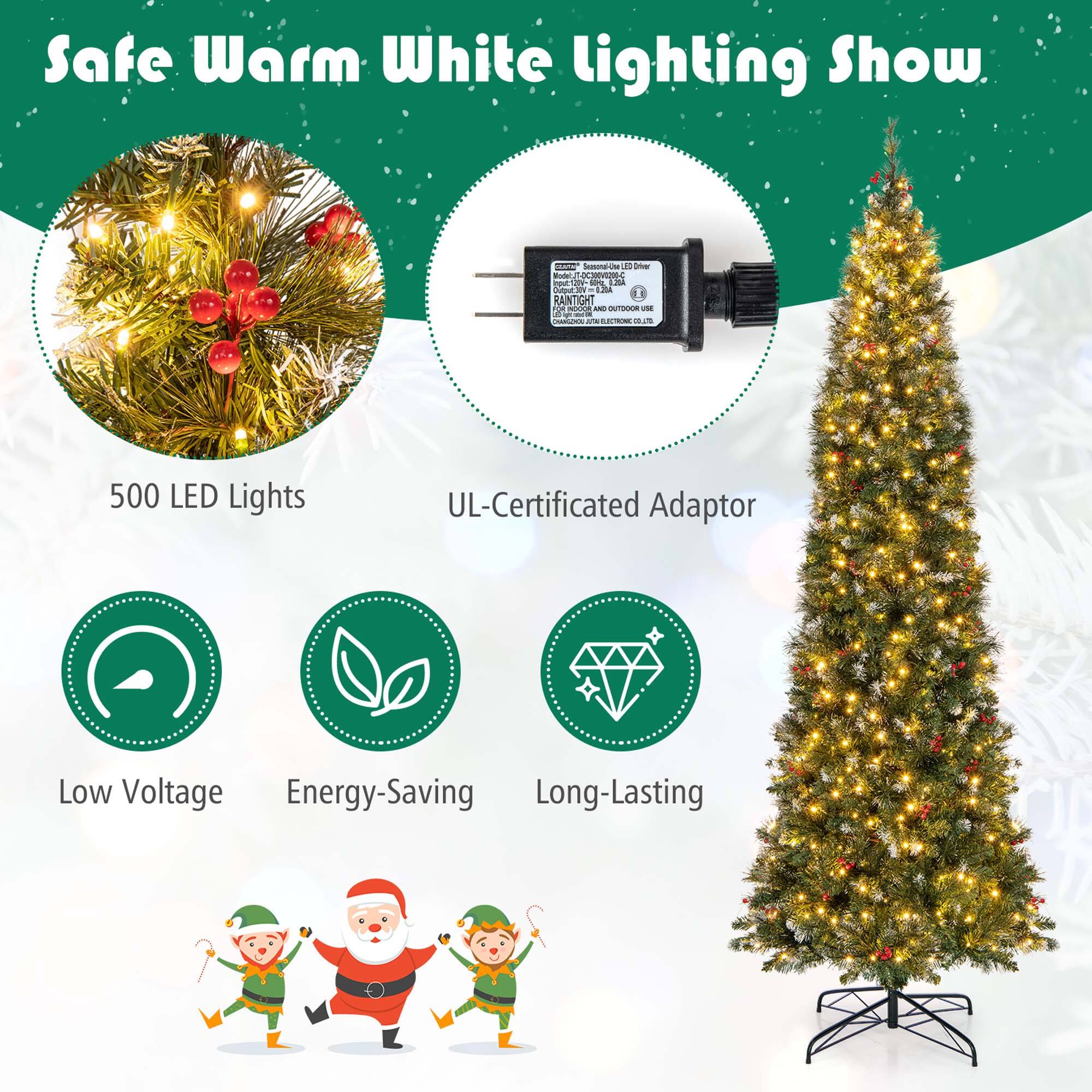 Safe Warm White Lighting Show: 500 LED Lights, UL-Certified Adaptor, Low Voltage, Energy-Saving, Long-Lasting.