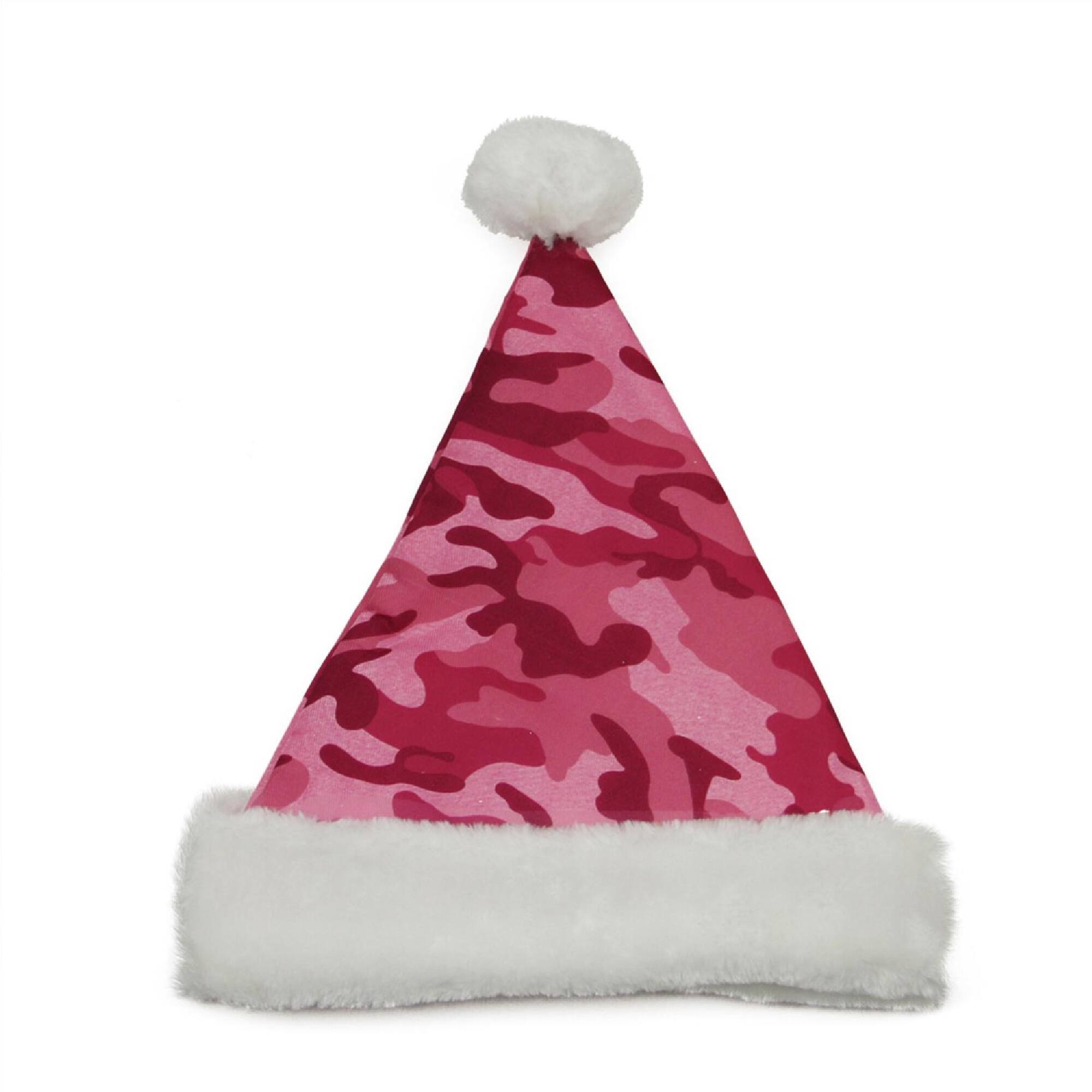 Front. Northlight - 21" Pink and White Camouflage Adult Christmas Santa Claus Hat - Medium - Pink.