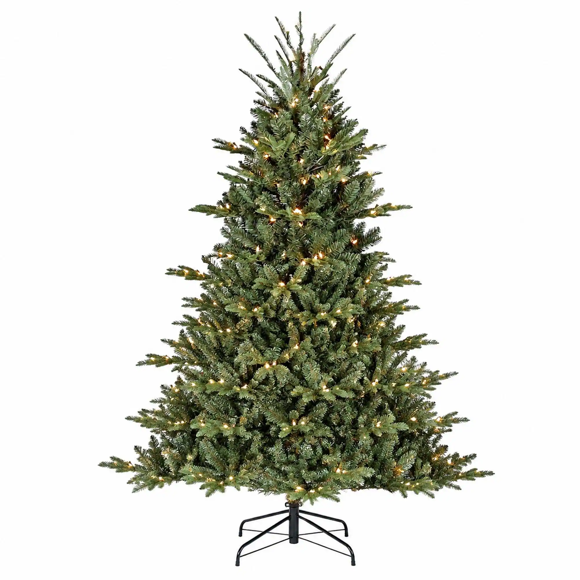 Front. RYHNUYNE - 5FT Full-Shape Pre-Lit Christmas Tree, 350 Lights 1129 Tips PE/PVC Mixed Branches Wide Base Stable Metal Stand - Green.