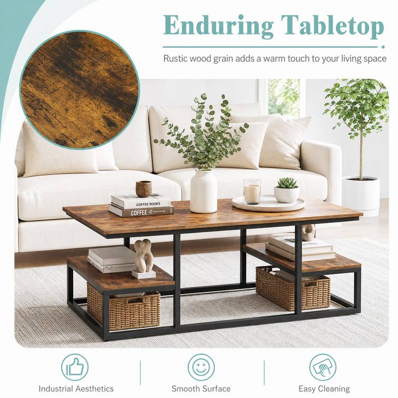 Enduring Tabletop  
Rustic wood grain adds a warm touch to your living space  

COFFEE BOOKS COFFEE 40  

Industrial Aesthetics  
Smooth Surface  
Easy Cleaning