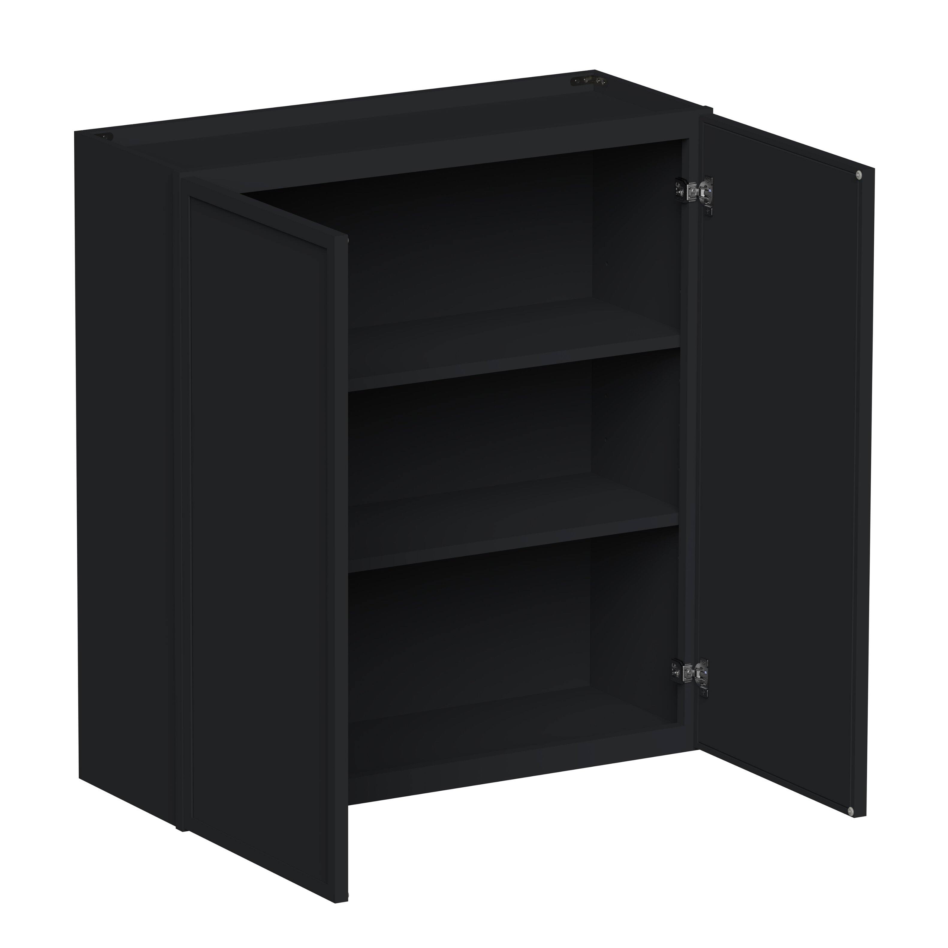 Angle. Boyel Living - 33-in W x 36-in H x 12-in D Shaker RTA Kitchen Wall Cabinet with Soft-Close - Black.