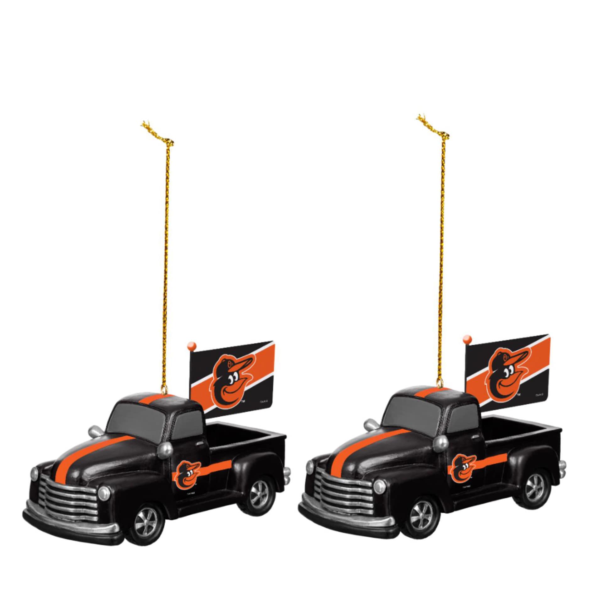 Alt View 1. Evergreen Enterprises - Baltimore Orioles 3" Rally Truck Two-Piece Ornament Set - Multicolor.