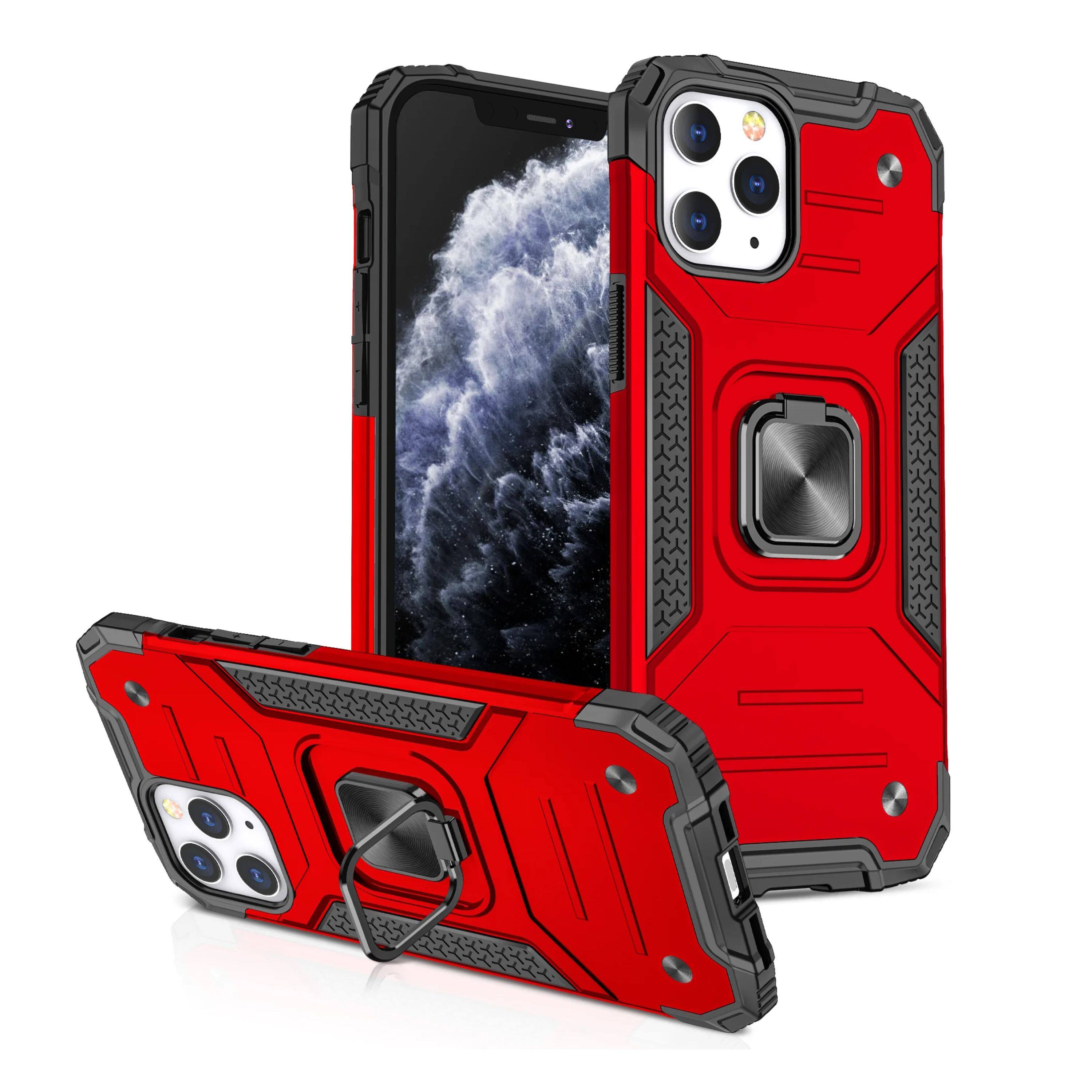 Kitcheniva - Shockproof Magnetic Stand Phone Case With 2 Pcs Tempered Glass For iPhone 15 Pro - Red price history on PriceWatchPro