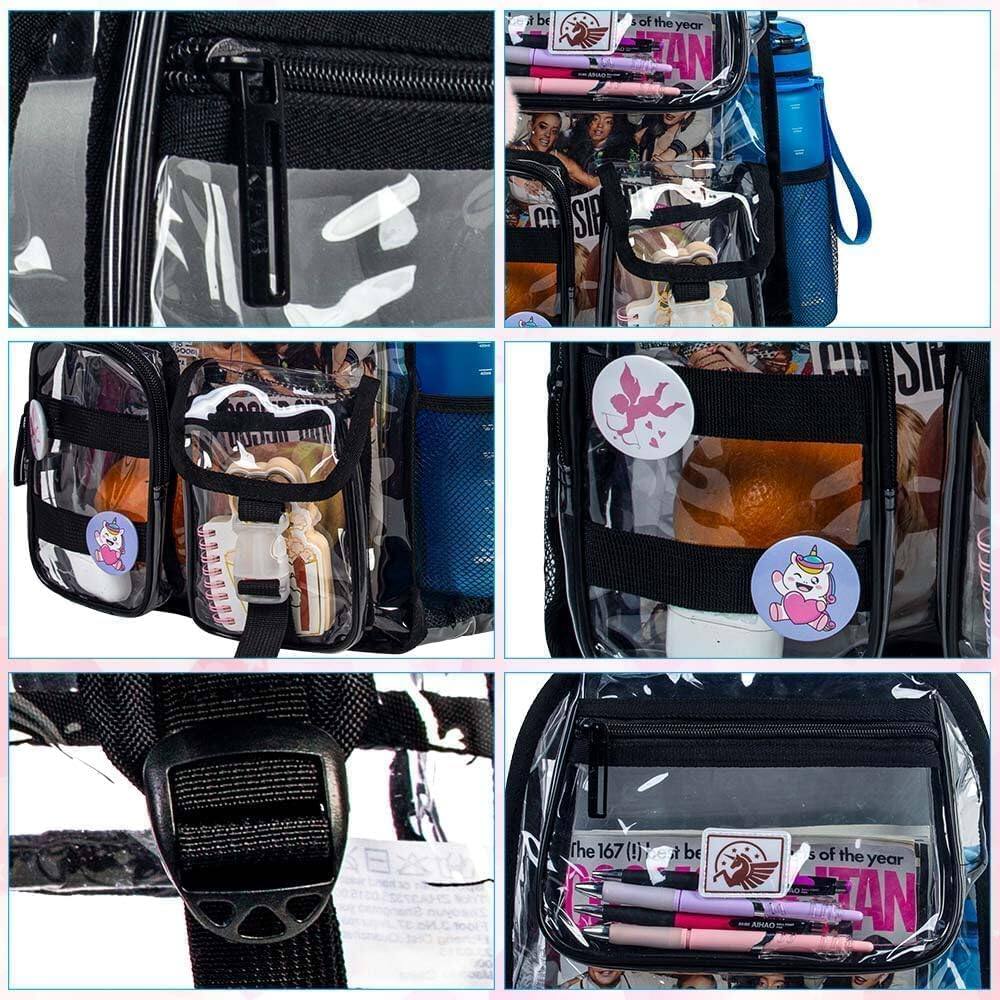 Alt View 3. Pacoar Cade - 3pcs Clear Backpack For  Transparent Bookbag Heavy Duty See Through Backpacks - Deep Purple.
