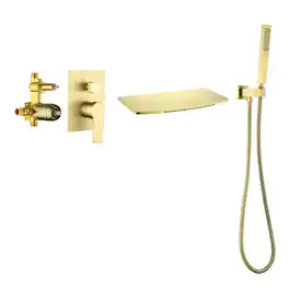 Boyel Living - Wall Mount Bathtub Faucet Brass SUS304 2-Function Valve Handheld 60-Inch Steel Hose cUPC - Brushed Gold