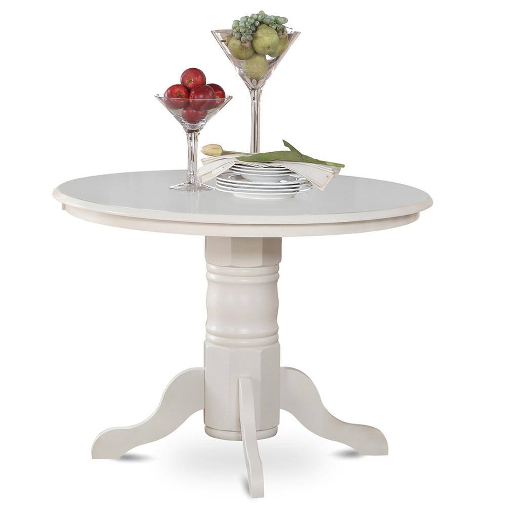 Angle. East West Furniture - Dining Room Set Linen White - Brown.