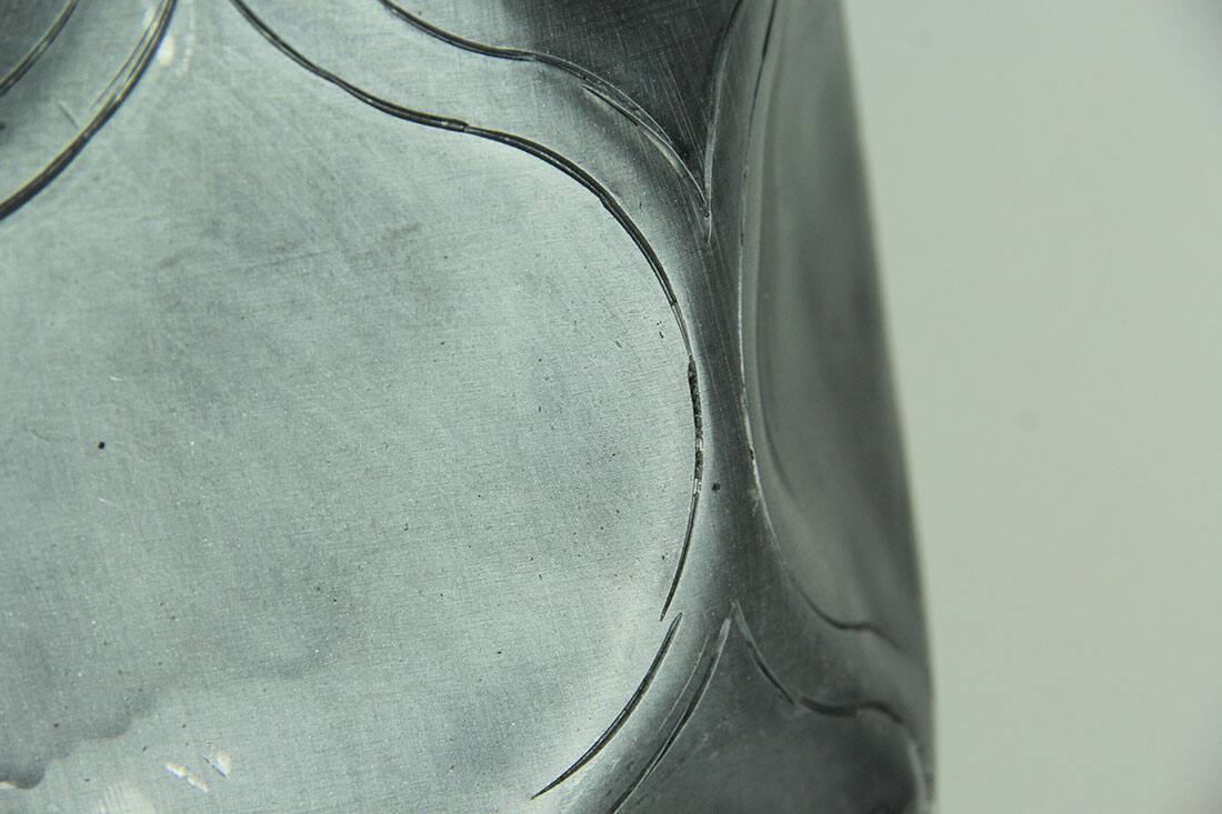 Alt View 4. India House Brass - Antique Silver Finish Trellis Pattern Oval Aluminum Vase - Silver.