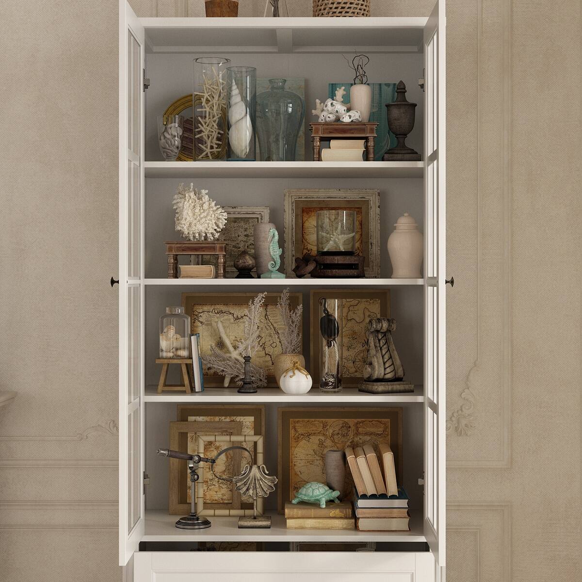 Alt View 10. Famapy - Famapy Glass - Door Bookcase Cabinet - Adjustable Shelves & Drawer Storage, Ideal for Living Room & Study - White.