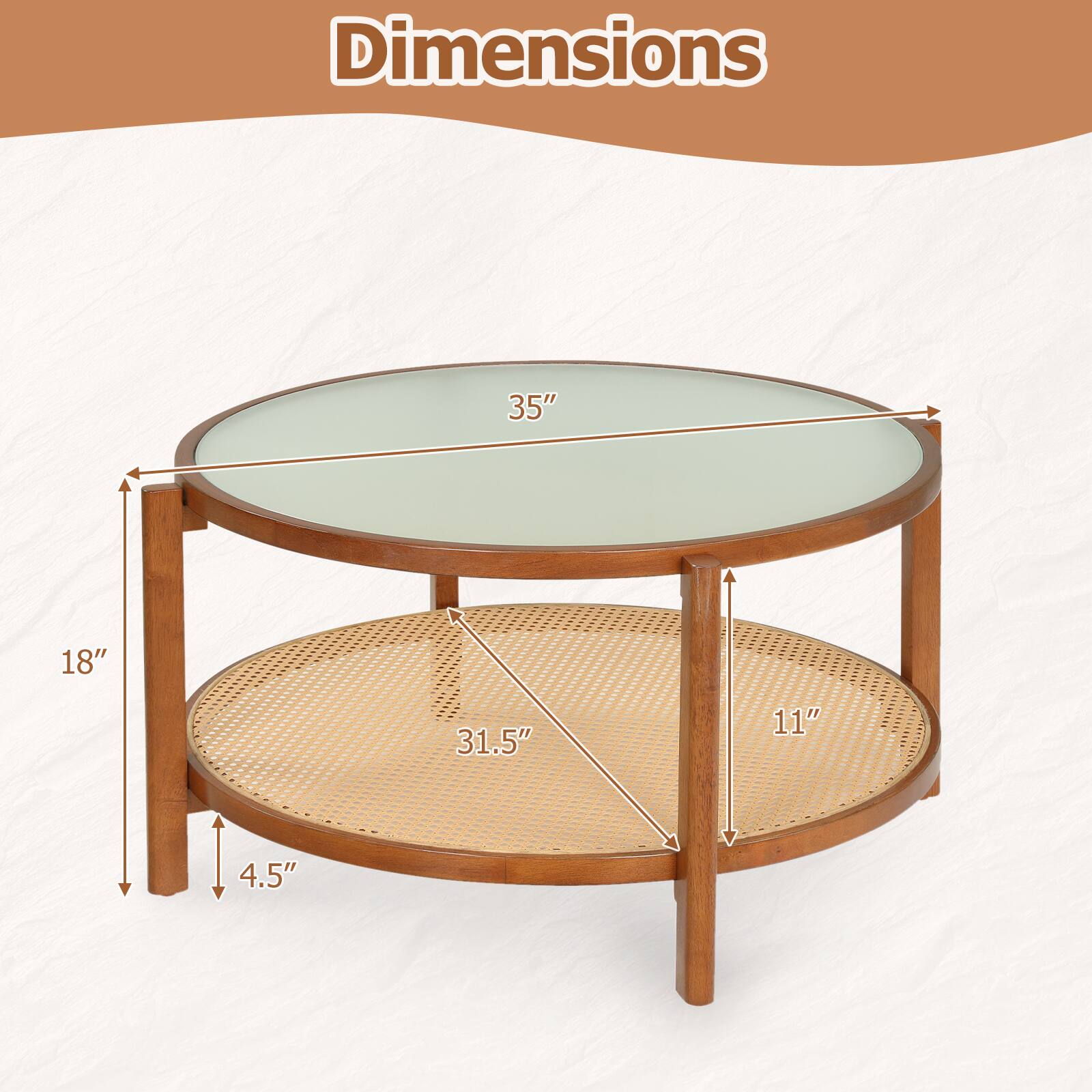 Dimensions: 35" x 18" x 31.5" x 11" x 4.5"