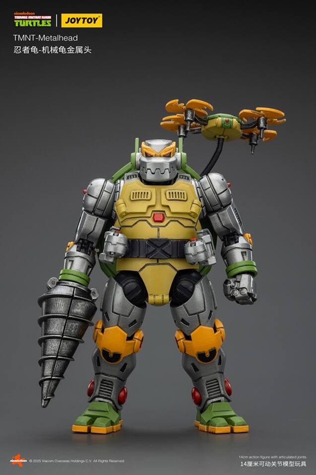 TEENAGE MUTANT NINJA TURTLES - JOYTOY TMNT-Metalhead - nio  
2025 Viacom Overseas Holdings C.V. All Rights Reserved  
14cm action figure with articulated joints