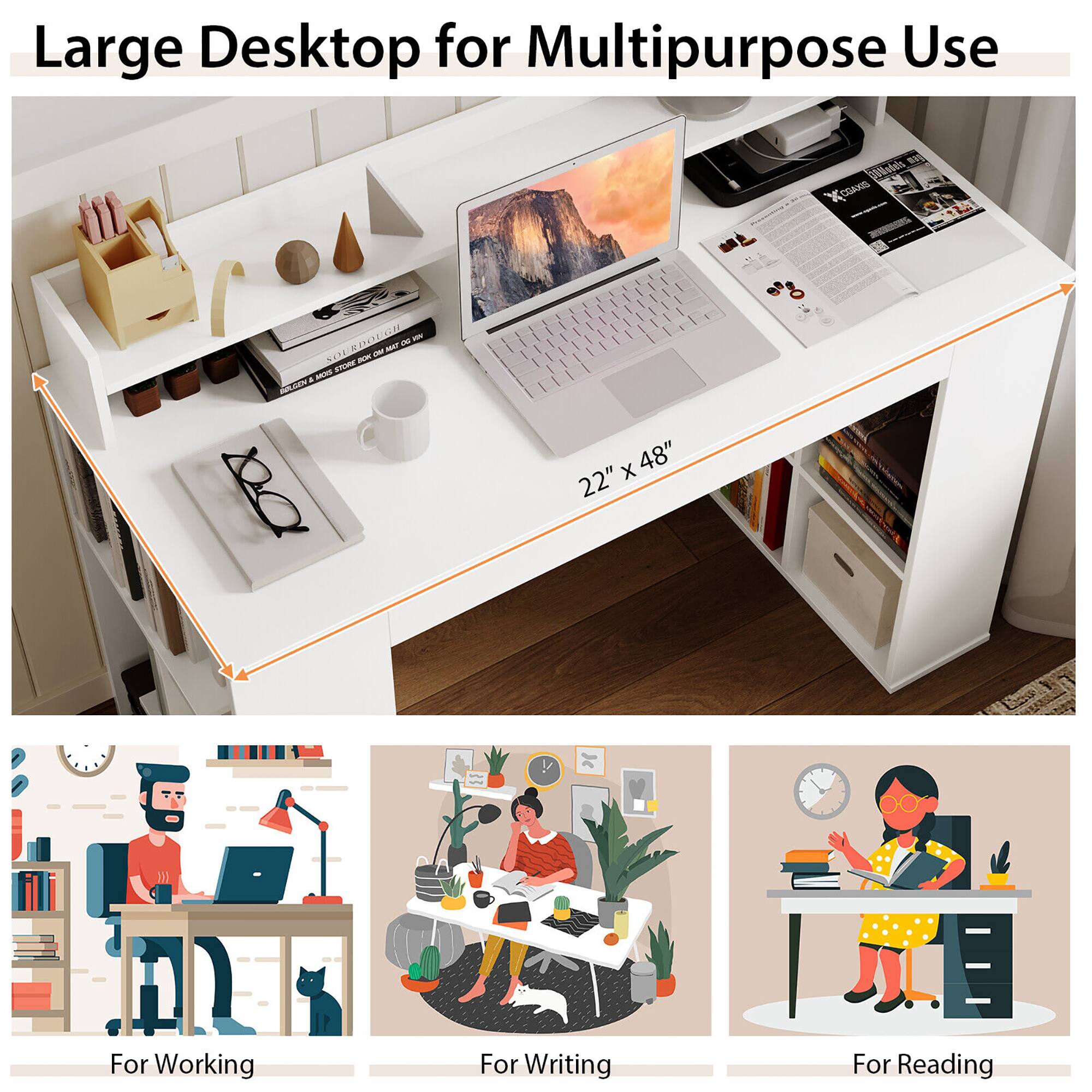 Large Desktop for Multipurpose Use

22" x 48"

For Working
For Writing
For Reading