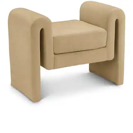 Front. Meridian Furniture - Sloan Camel Velvet Bench - Beige.