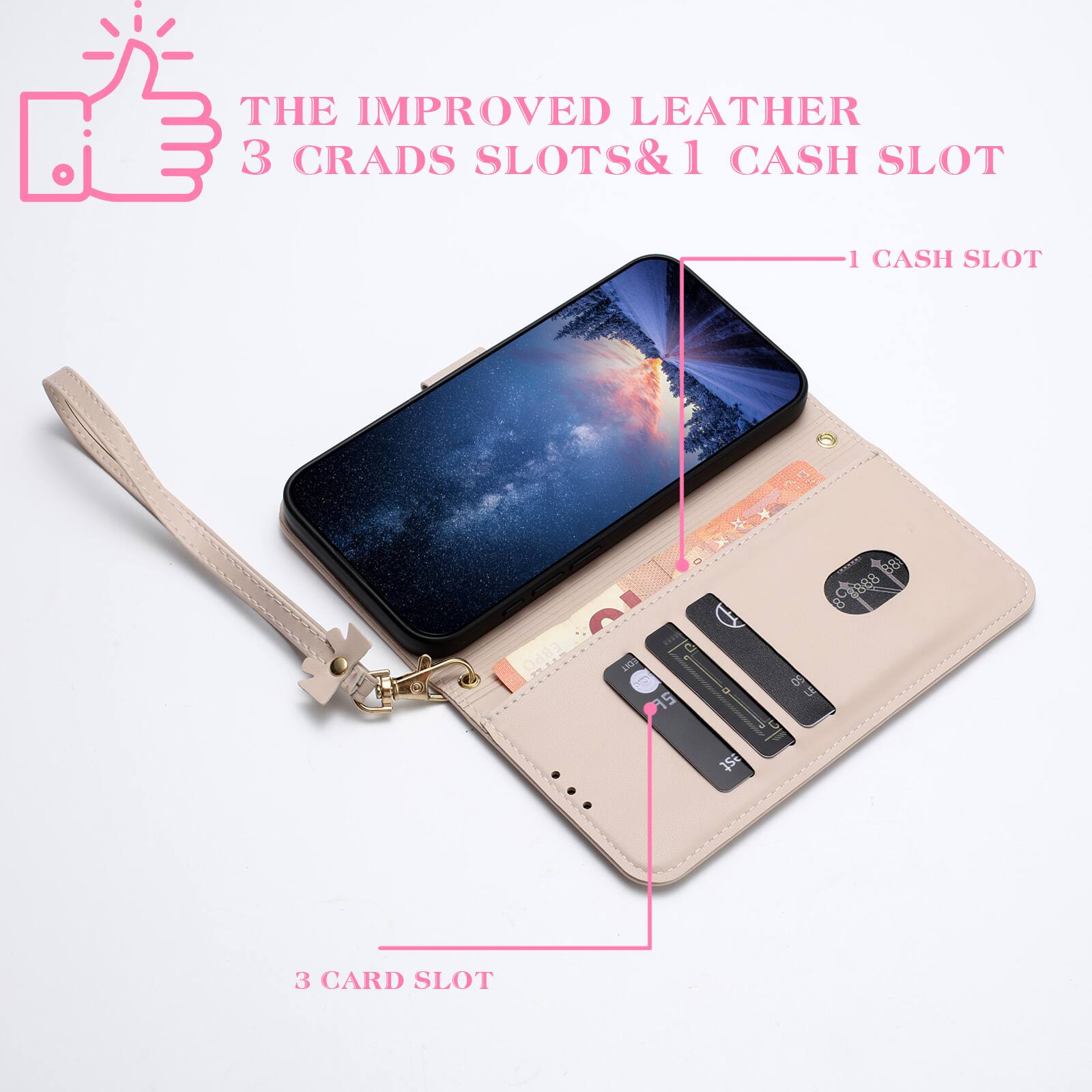 THE IMPROVED LEATHER  
3 CARD SLOTS & 1 CASH SLOT