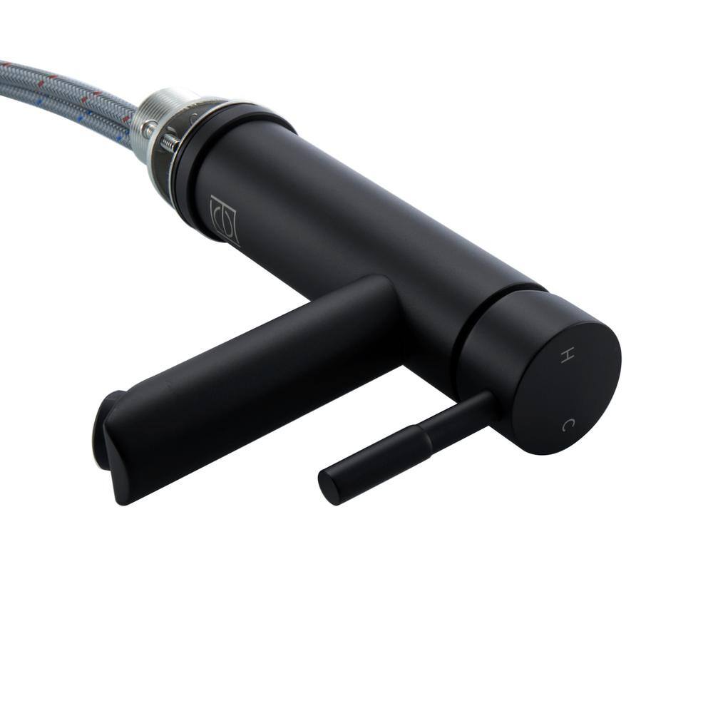 Left. Elegant Kitchen and Bath - Mia Single Hole Single Handle Bathroom Faucet in Matte Black - Matte Black.