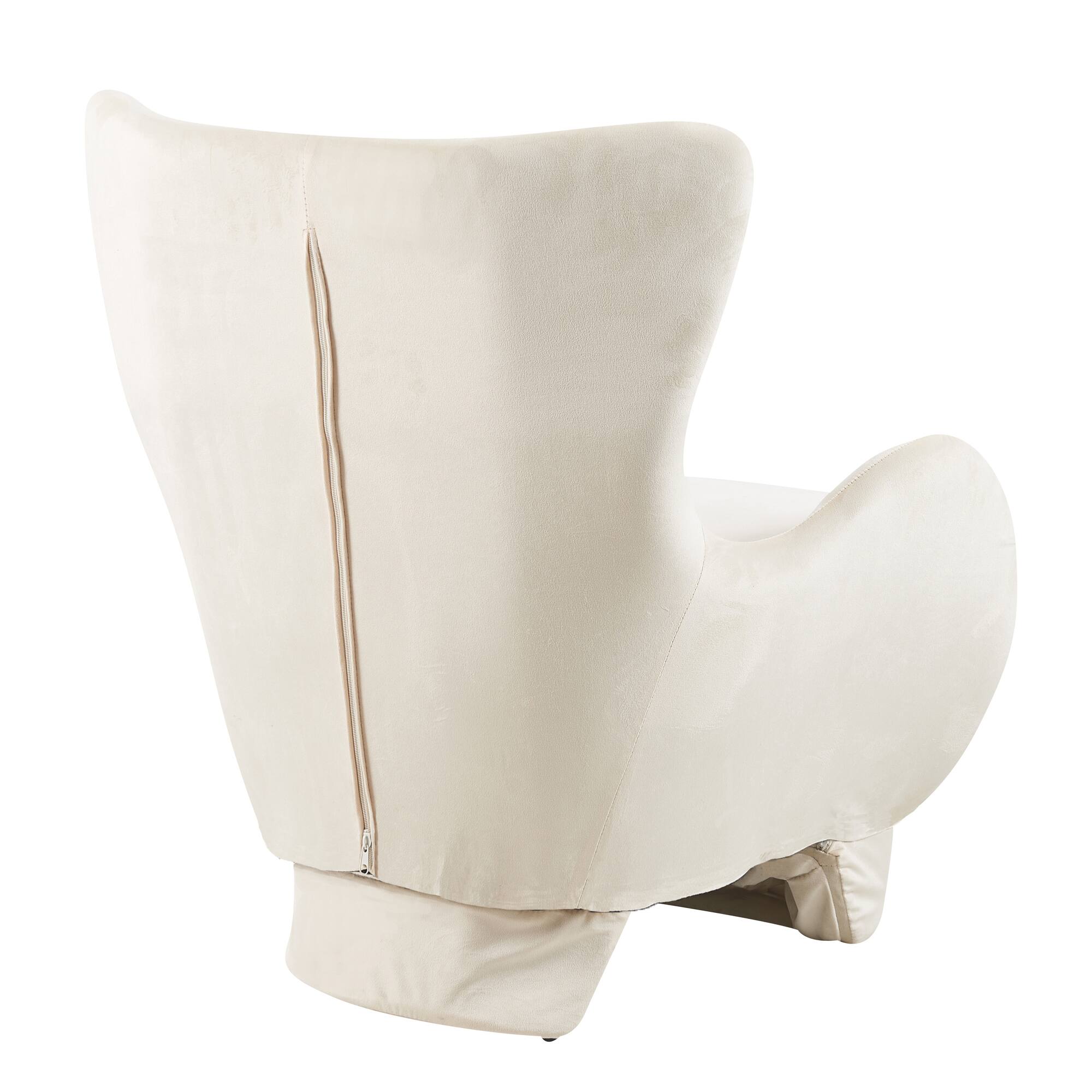 Back. Bestier - 2 in 1 Pet Friendly Modern Velvet Lounge Chair Upholstered Accent Chair for Living Room or Office - White.