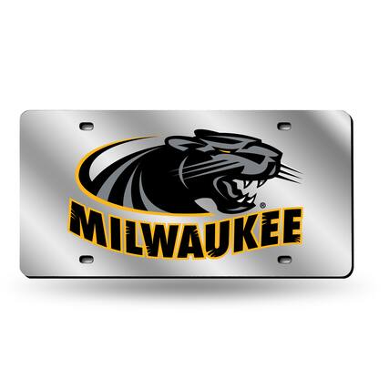 Front. Rico Industries - Wisconsin Milwaukee Panthers Mirrored Laser Cut License Plate Laser Tag - Multi.