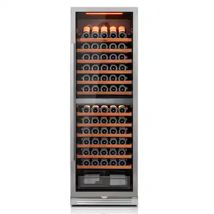 Front. Ca'Lefort - 24inch 155-Bottle Dual Zone Wine Cooler | Freestanding/Built-In | 3-Color LED Lighting | Ideal for Home, Bar & Office - stainless steel.