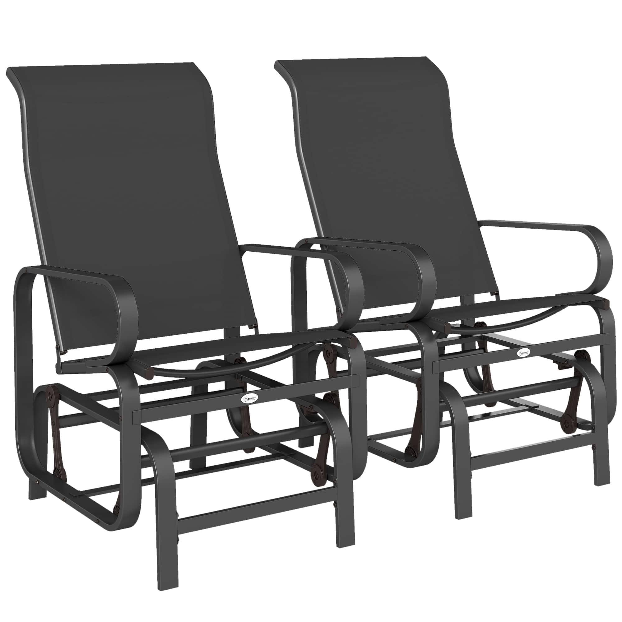 Outsunny - Outdoor Glider Chair Set of 2, Gliders for Outside Patio with Smooth Rocking Mechanism and Lightweight Construction - Black