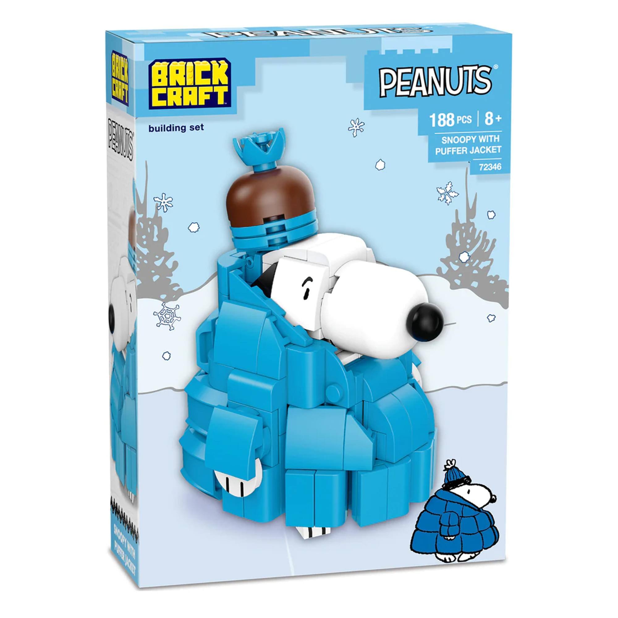 BRICK CRAFT  
PEANUTS  
building set  
188 PCS | 8+  
SNOOPY WITH PUFFER JACKET  
72346