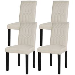 Vecelo - Set of 4 PU Leather Dining Chairs - Ergonomic High Back Chairs With Solid Wood Legs - Beige